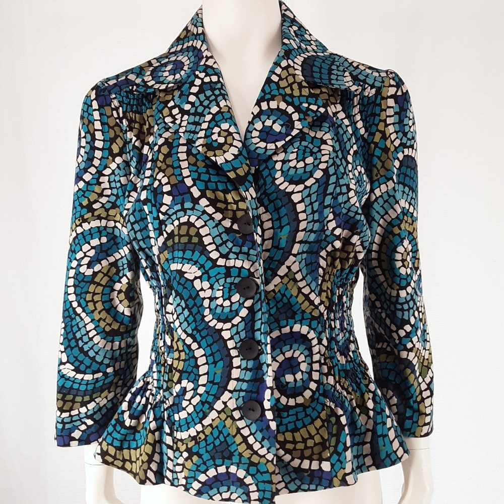 S.L.B. | Vintage Smocked Notch Collar Jack…